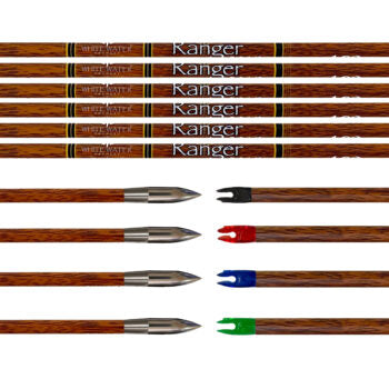 White water Ranger Traditional Wood Grain Carbon Arrow Shafts .204 – 6pc Pack